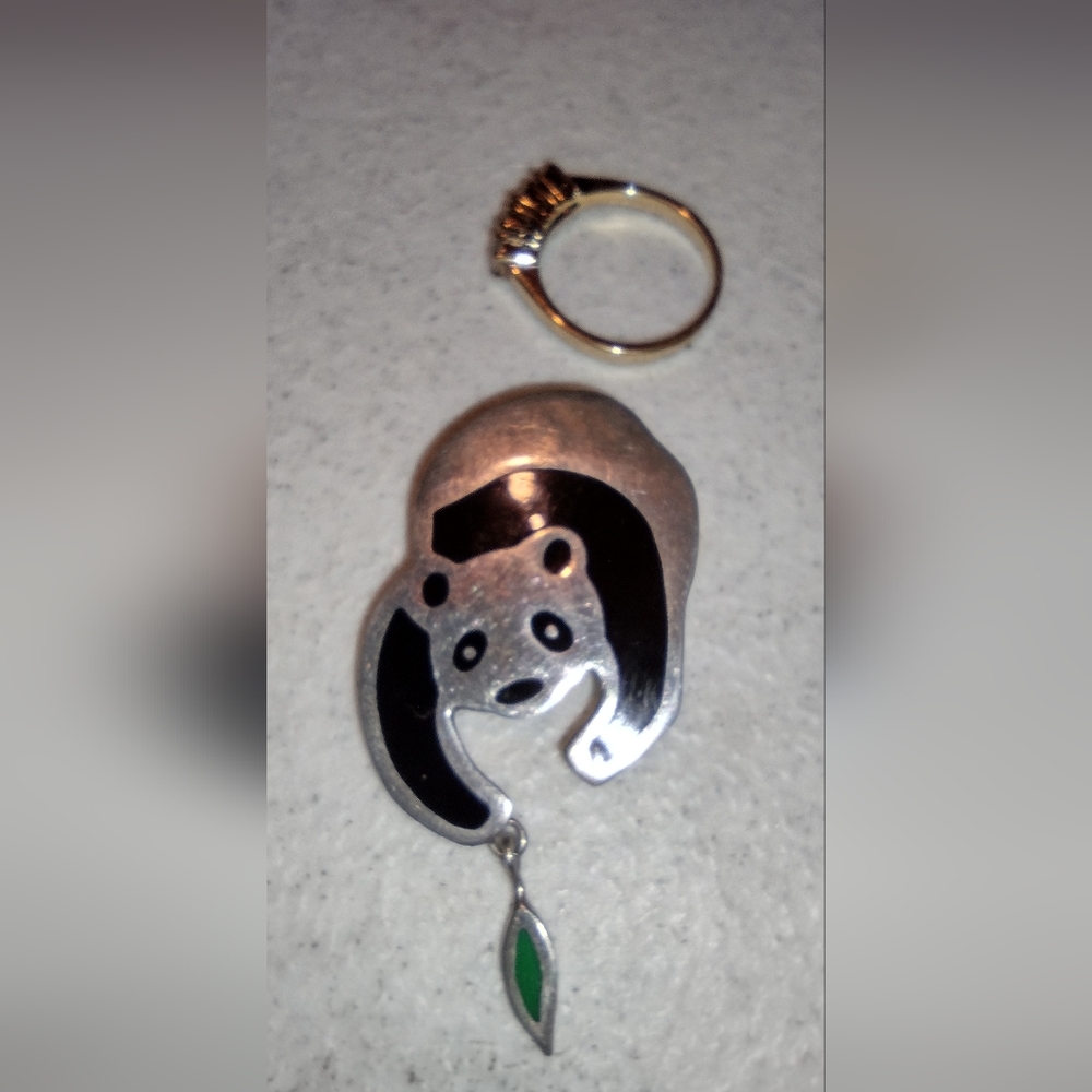Sterling silver panda brooch